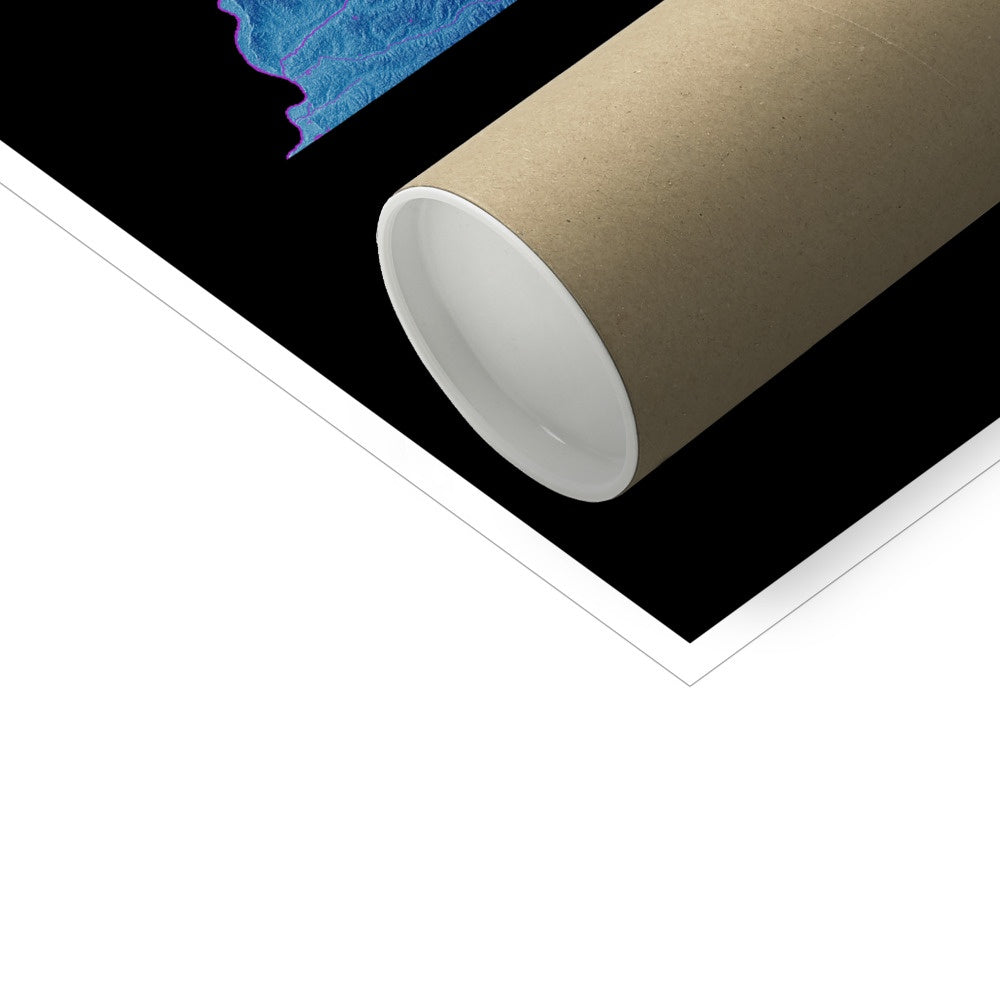 Tennessee - Carte d'élévation, noir - Tirage d'art