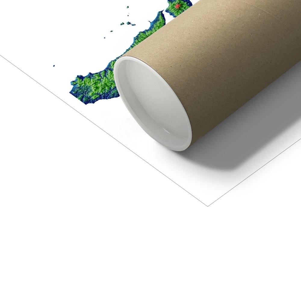 Os Balcãs - Mapa de elevação, branco - Impressão de belas artes