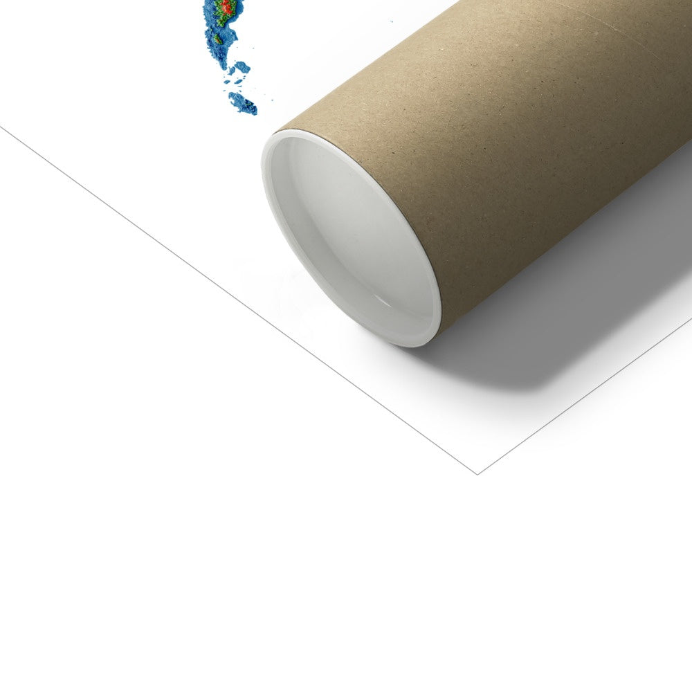 Filipinas - Mapa de elevação, branco - Impressão de belas artes