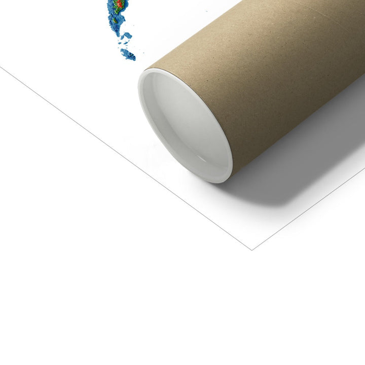 Filipinas - Mapa de elevação, branco - Impressão de belas artes