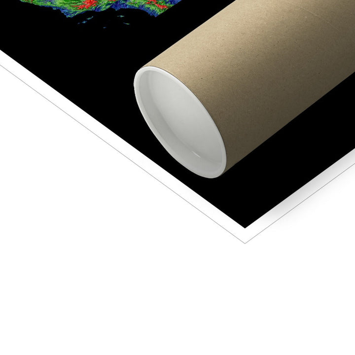 The United States - Elevation map, black - Fine Art Print