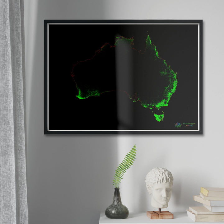 Австралия - Карта лесного покрова - Fine Art Print