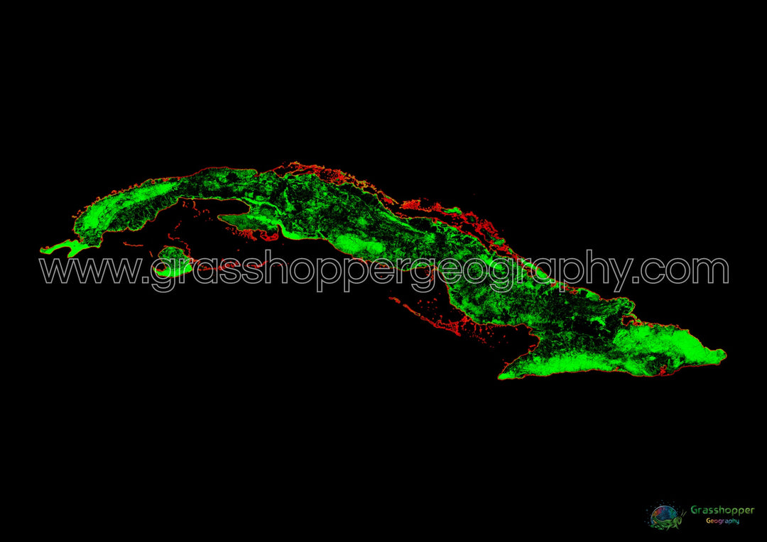 Cuba - Carte du couvert forestier - Tirage d'art