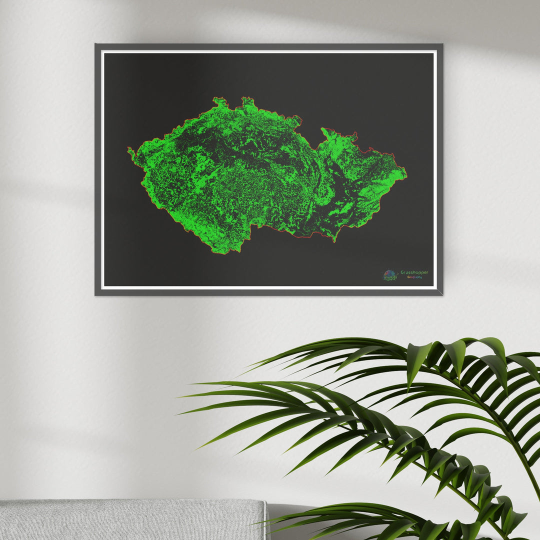 Tchéquie - Carte du couvert forestier - Tirage d'art