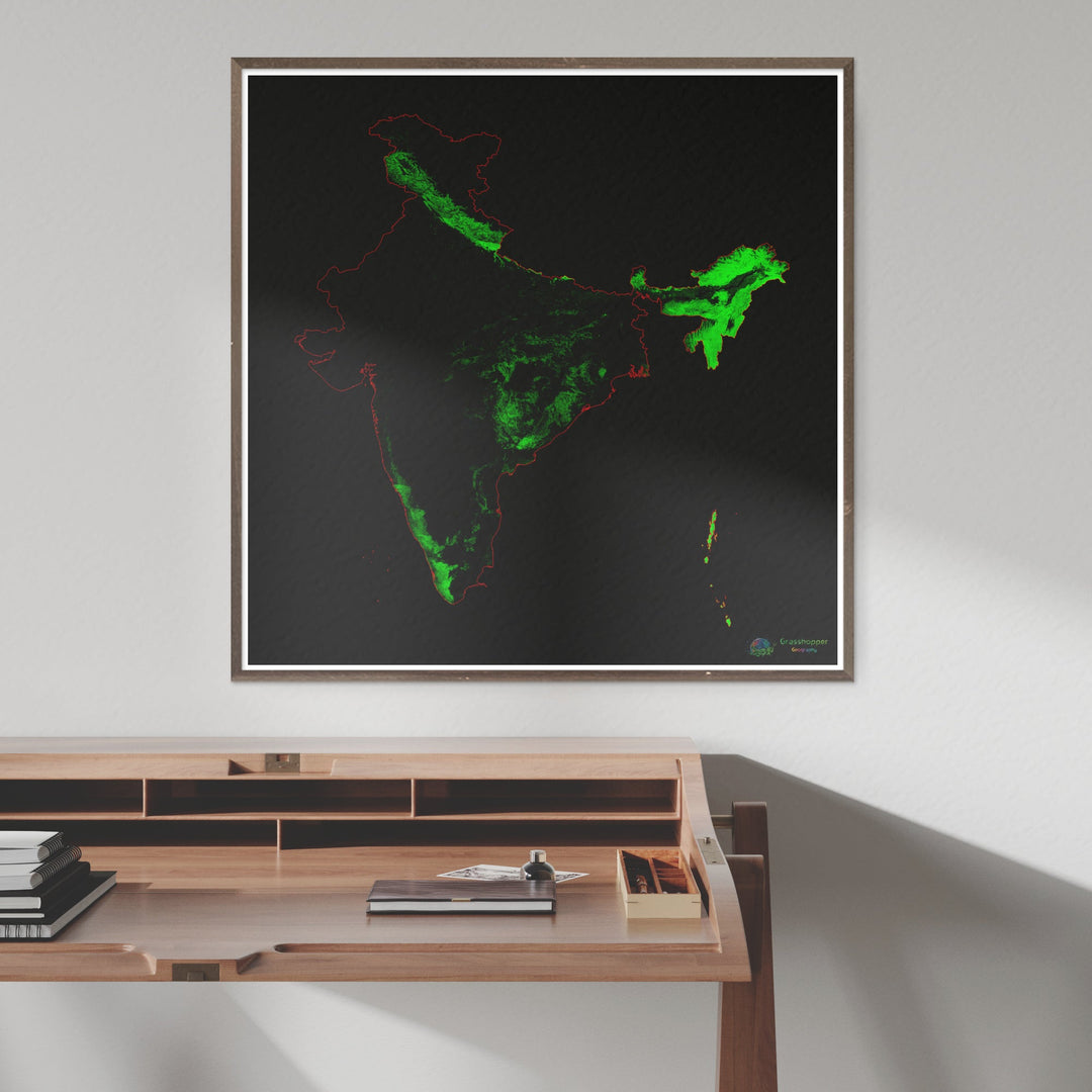 Inde - Carte du couvert forestier - Tirage d'art