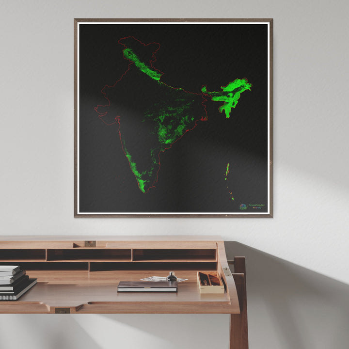 Inde - Carte du couvert forestier - Tirage d'art