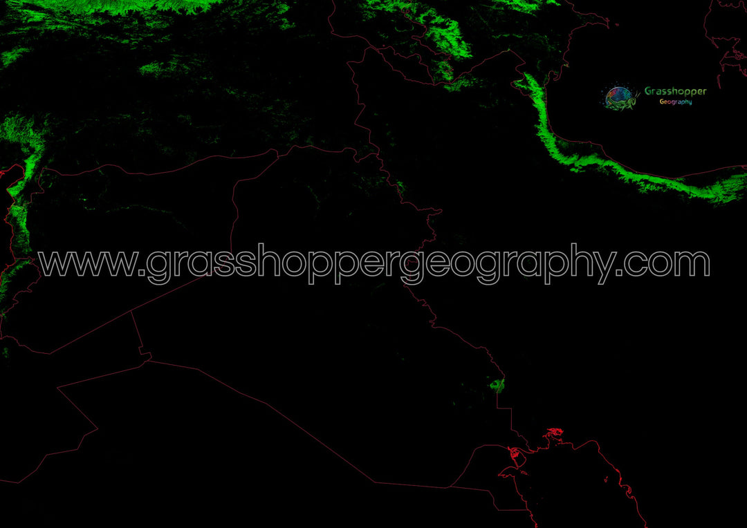 بلاد ما بين النهرين - خريطة غطاء الغابات - طباعة فنية