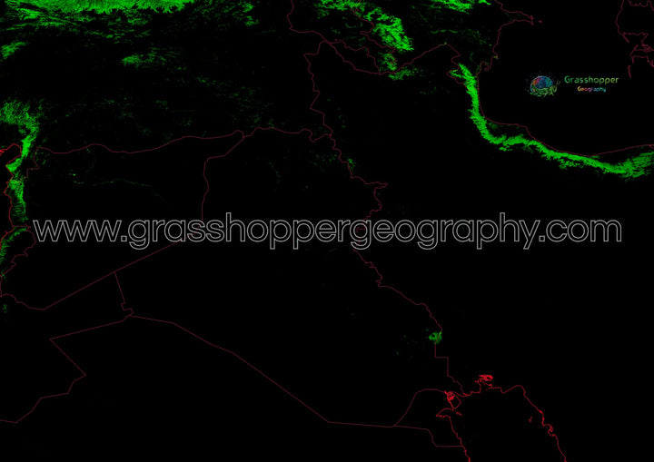بلاد ما بين النهرين - خريطة غطاء الغابات - طباعة فنية