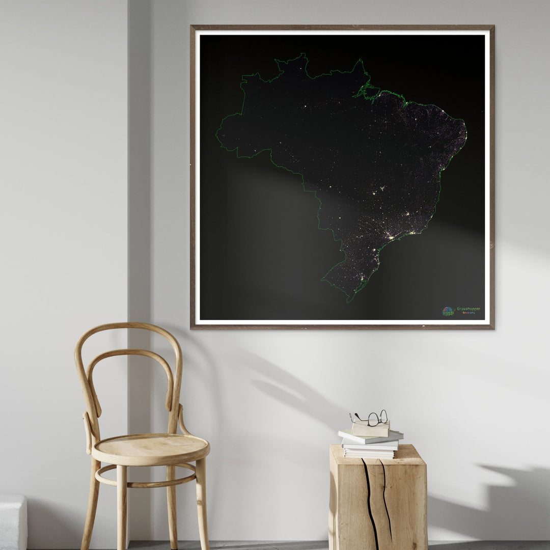 Brazil - Population density heatmap - Fine Art Print