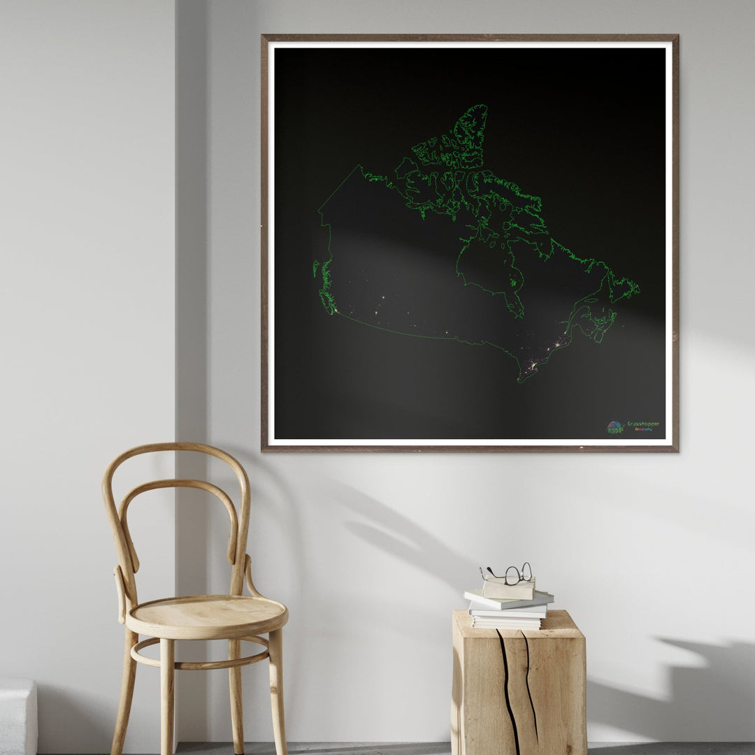 Canadá - Mapa de calor de densidad de población - Impresión de bellas artes