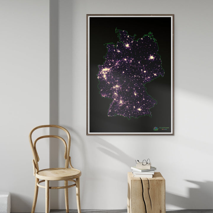 Alemania - Mapa de calor de densidad de población - Impresión de bellas artes