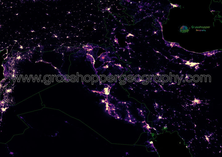 Mesopotamia - Mapa de calor de densidad de población - Impresión de bellas artes