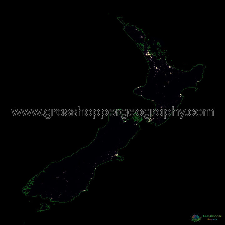 New Zealand - Population density heatmap - Fine Art Print