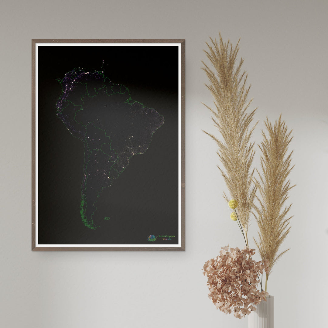 South America - Population density heatmap - Fine Art Print