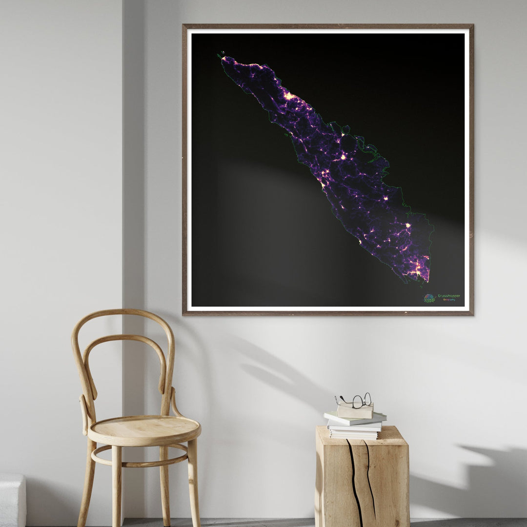 Суматра - Тепловая карта плотности населения - Художественная печать