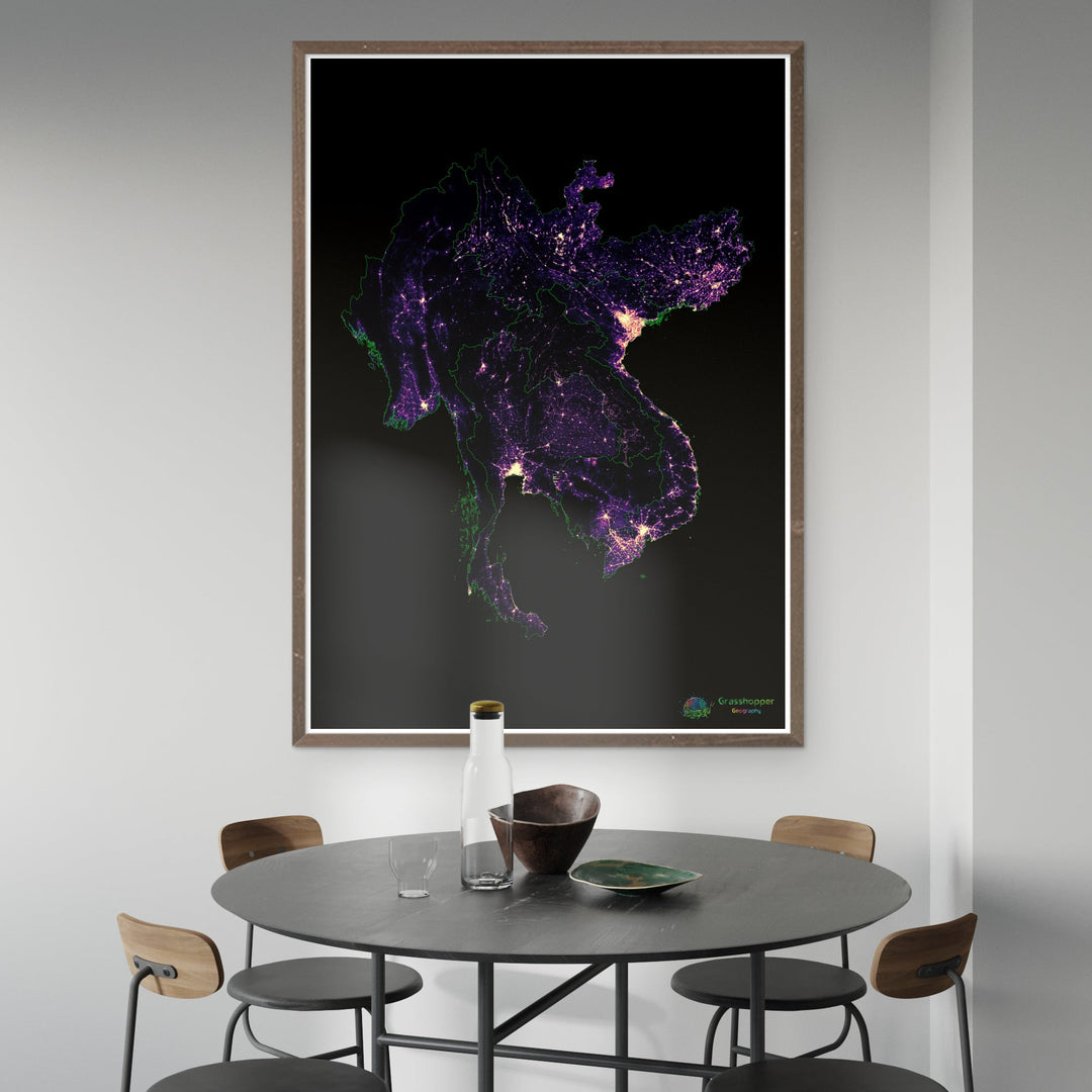 The Greater Mekong Subregion - Population density heatmap - Fine Art Print