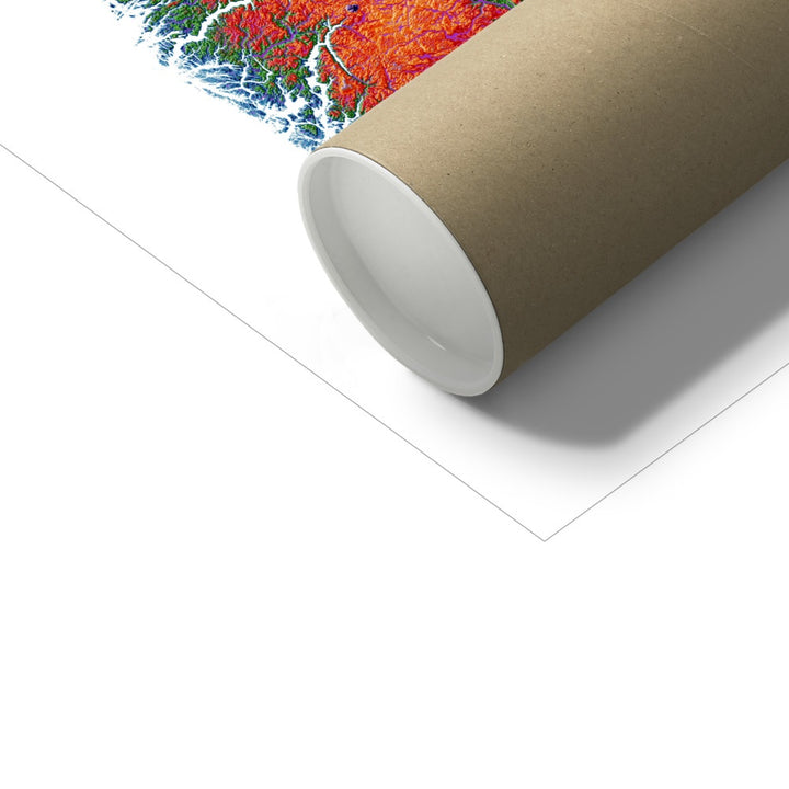 Noruega - Mapa de elevação, branco - Impressão de belas artes