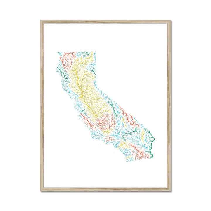 CUSTOM California river basin map Framed Print