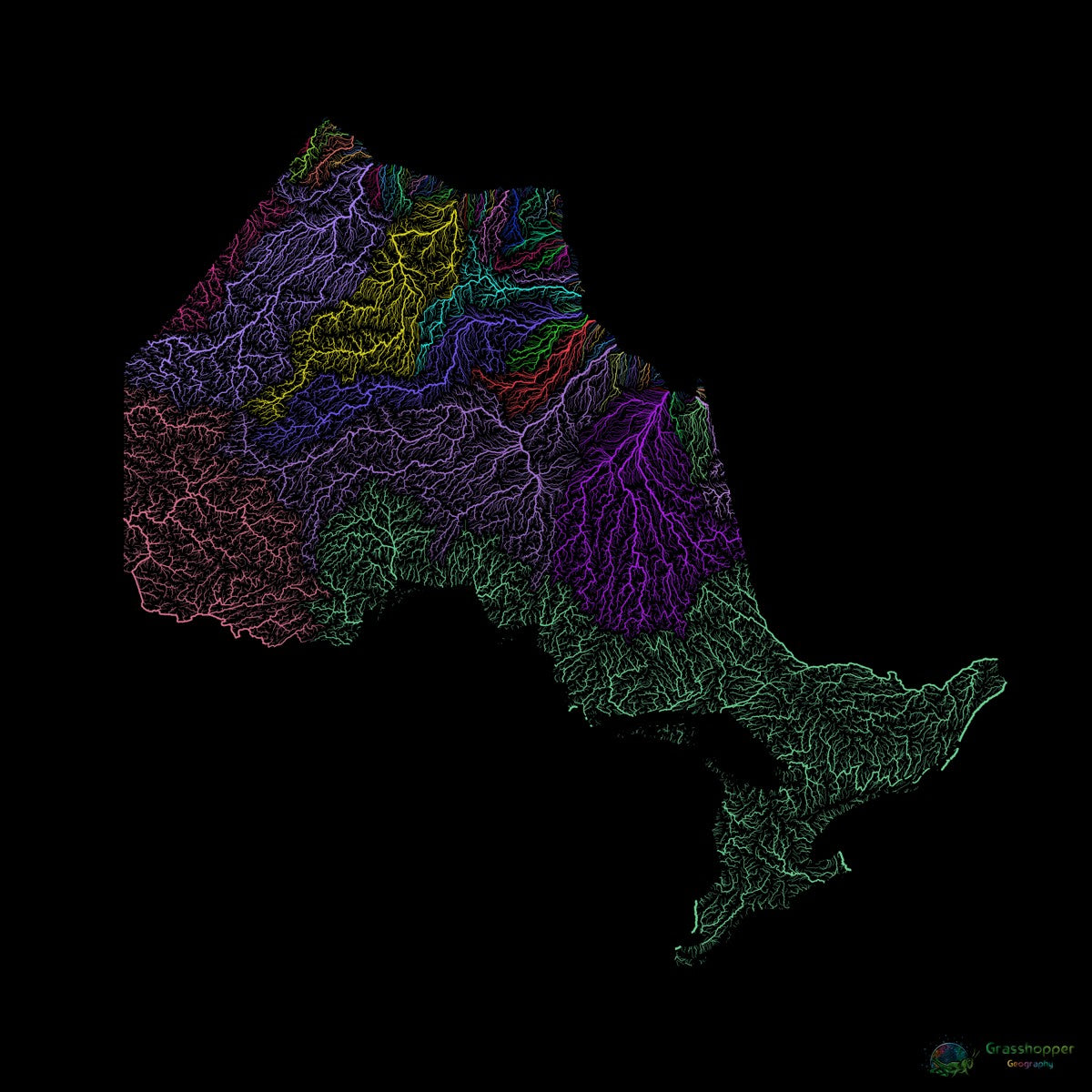 CUSTOM Ontario river basin map – Grasshopper Geography