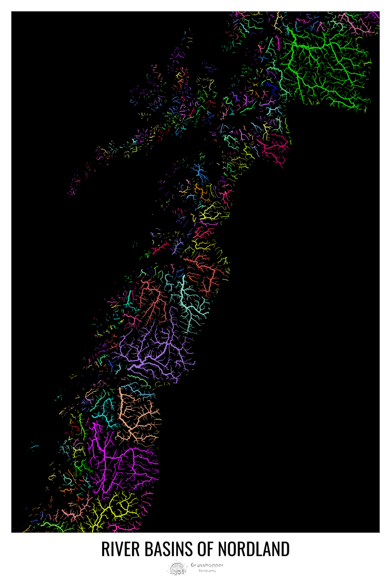 CUSTOM Nordland River basin map – Grasshopper Geography