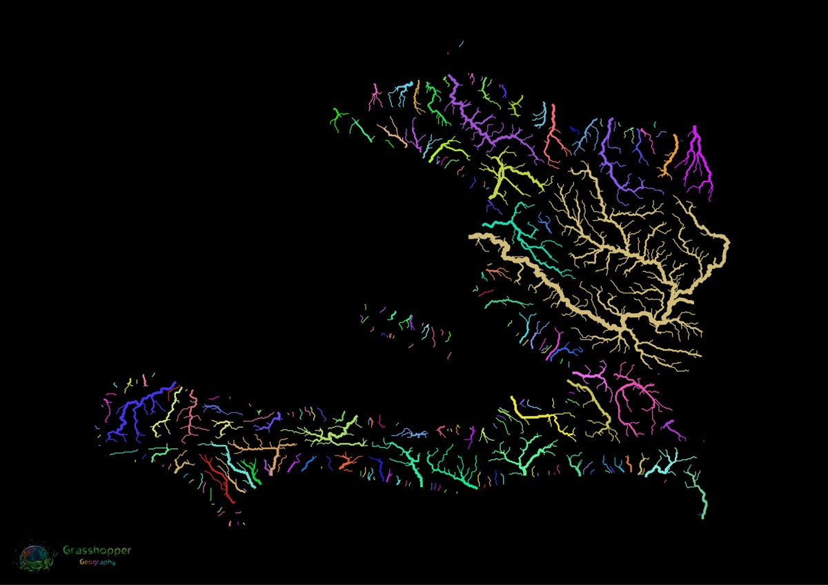 CUSTOM Haiti river basin map – Grasshopper Geography