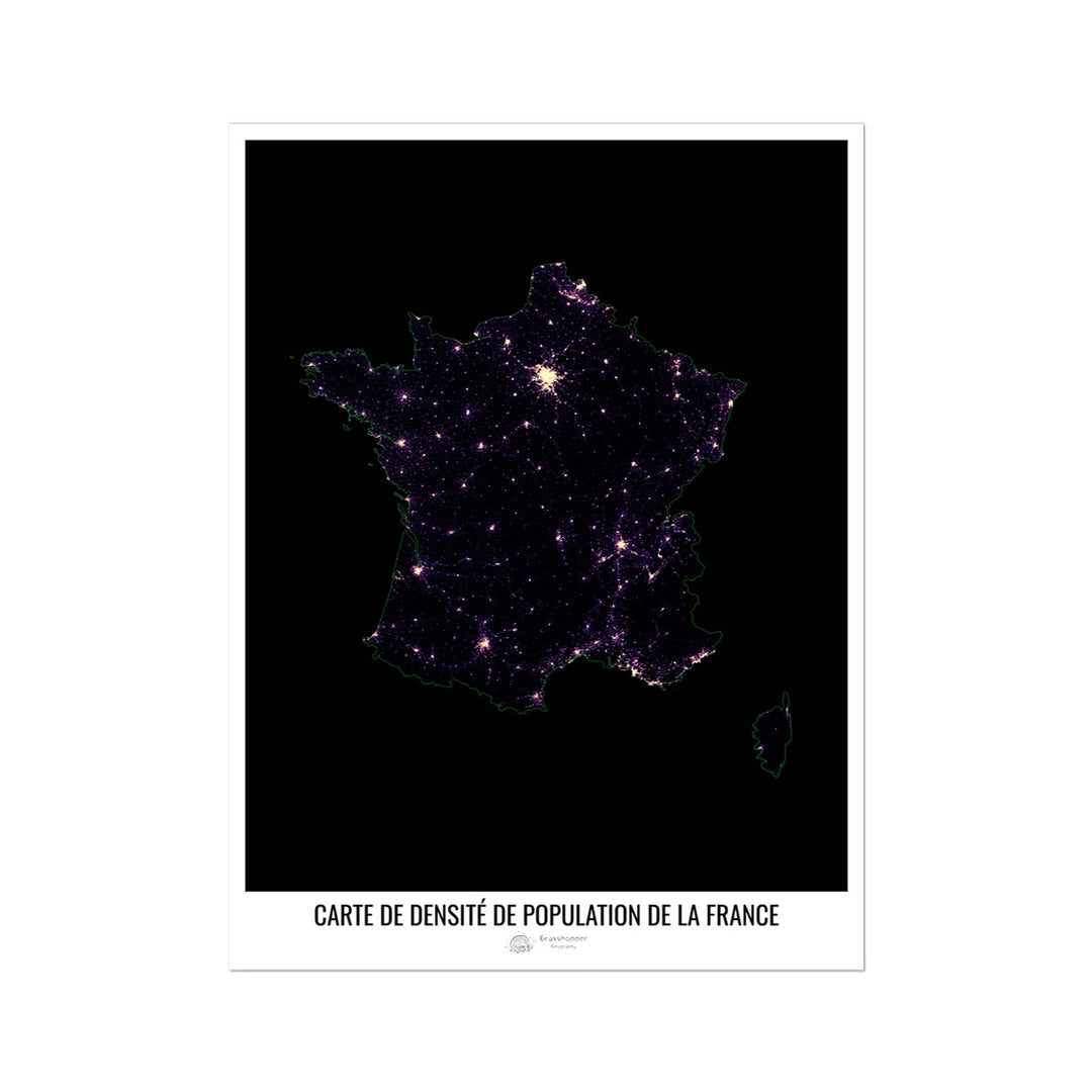 CUSTOM Population density heatmap of France - French Photo Art Print