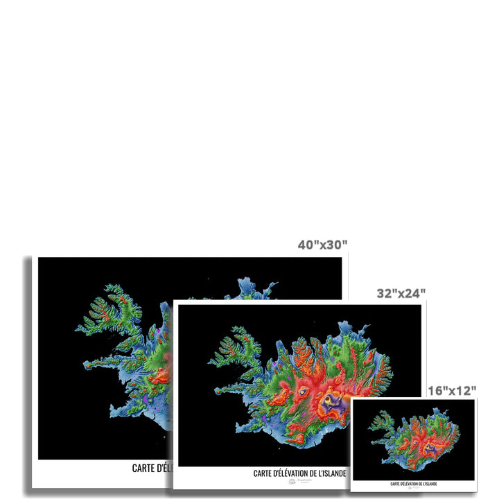 CUSTOM Elevation map of Iceland - French Photo Art Print