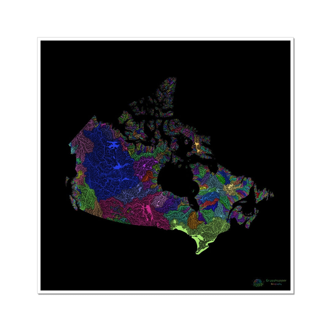 CUSTOM Kanada Flussgebiet Karte Wandkunst Poster