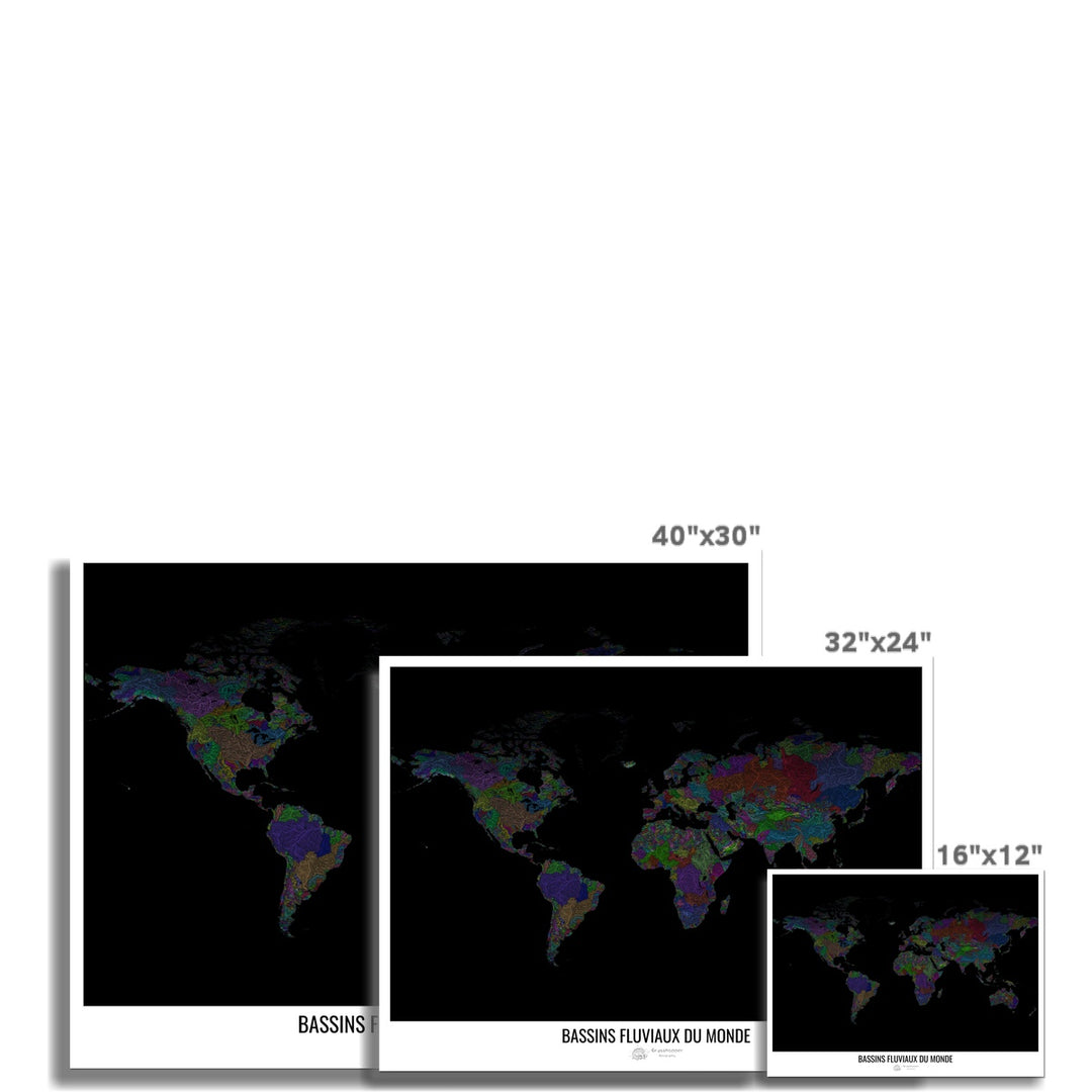 CUSTOM River basin map of the world - French Photo Art Print ...