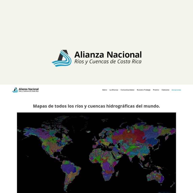 Screenshot of article about Grasshopper Geography on Alianza Nacional Ríos y Cuencas de Costa Rica