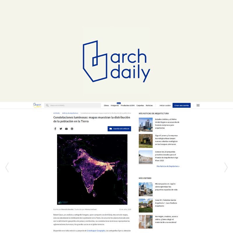 Screenshot of article about Grasshopper Geography on Arch Daily