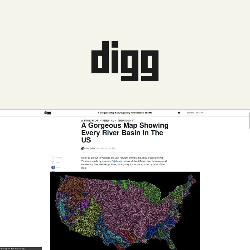 Screenshot of article about Grasshopper Geography on Digg