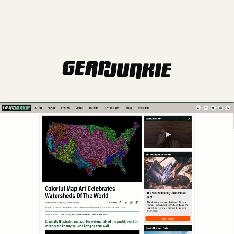Screenshot of article about Grasshopper Geography on GearJunkie