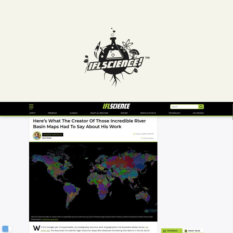Screenshot of article about Grasshopper Geography on IFL Science