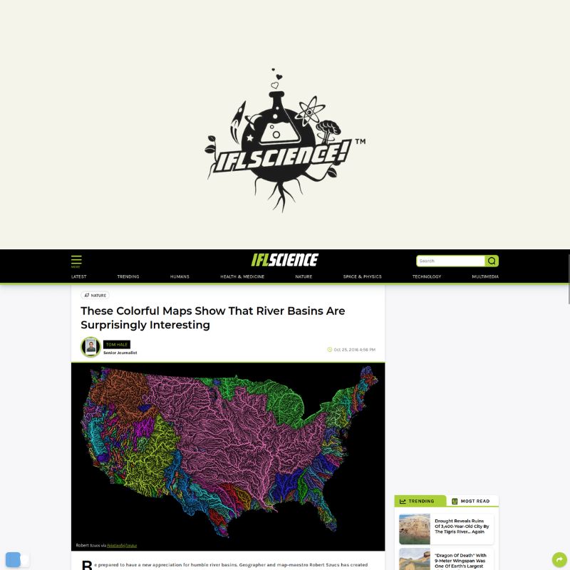 Screenshot of article about Grasshopper Geography on IFL Science