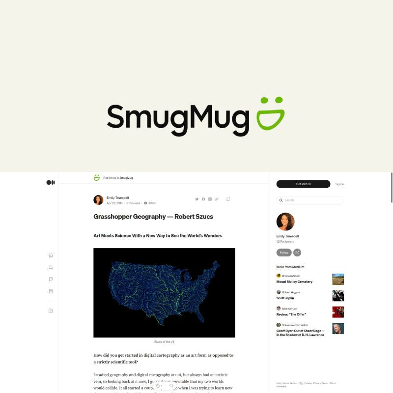 Screenshot of article about Grasshopper Geography on SmugMug