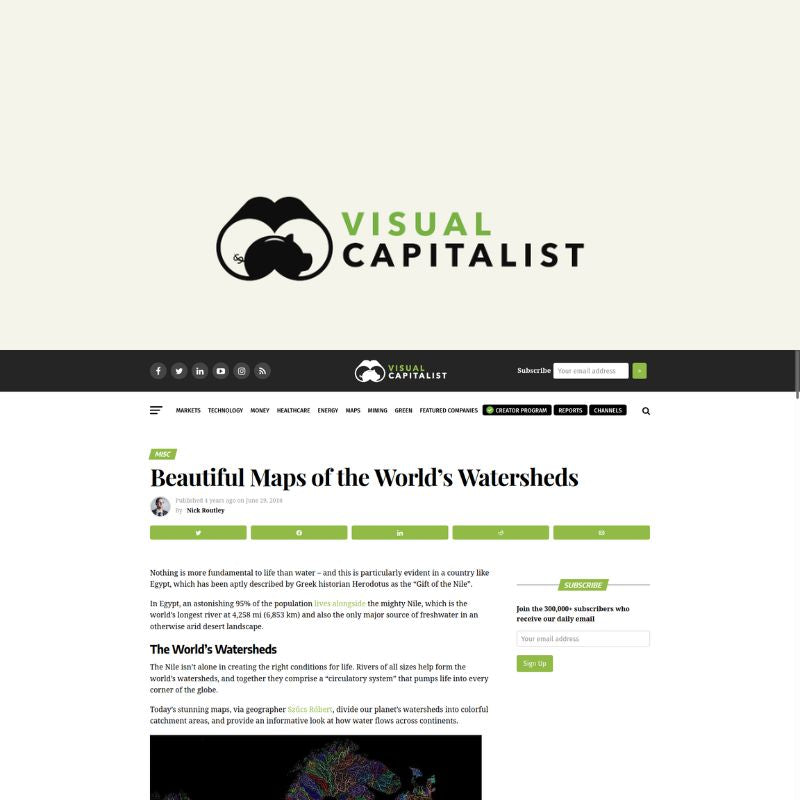 Screenshot of article about Grasshopper Geography on Visual Capitalist