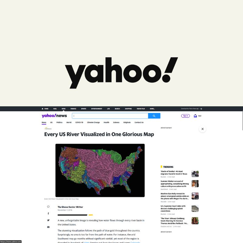 Screenshot of article about Grasshopper Geography on Yahoo