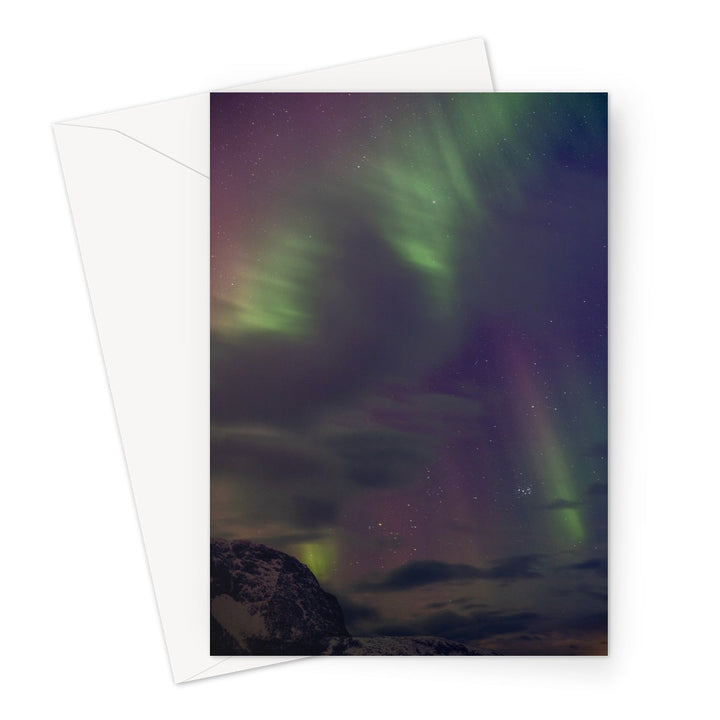 Aurora nublada sobre Lundøya - Tarjeta de felicitación
