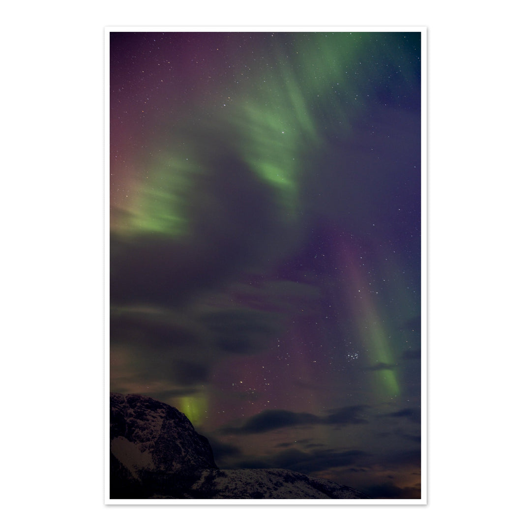 Cloudy aurora above Lundøya - Hahnemühle Photo Rag Print