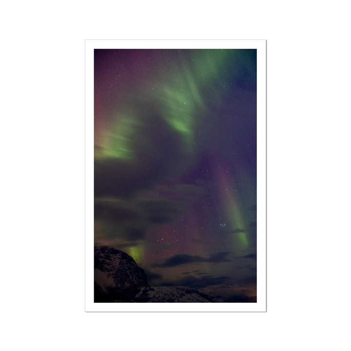 Cloudy aurora above Lundøya - Rolled Canvas
