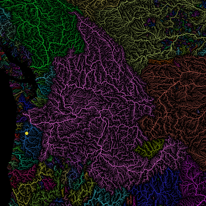 Mapas PERSONALIZADOS de las cuencas de los ríos Columbia y Willamette - Paneles acrílicos