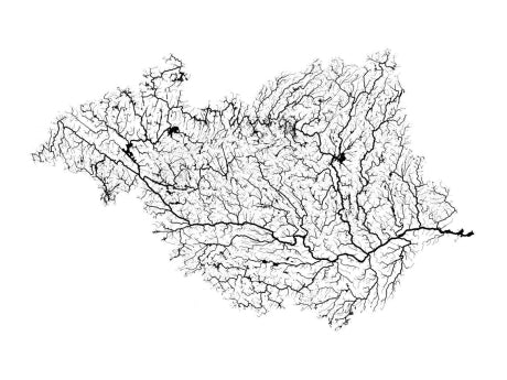 Minnesota - River basin map, rainbow on black - Fine Art Print ...