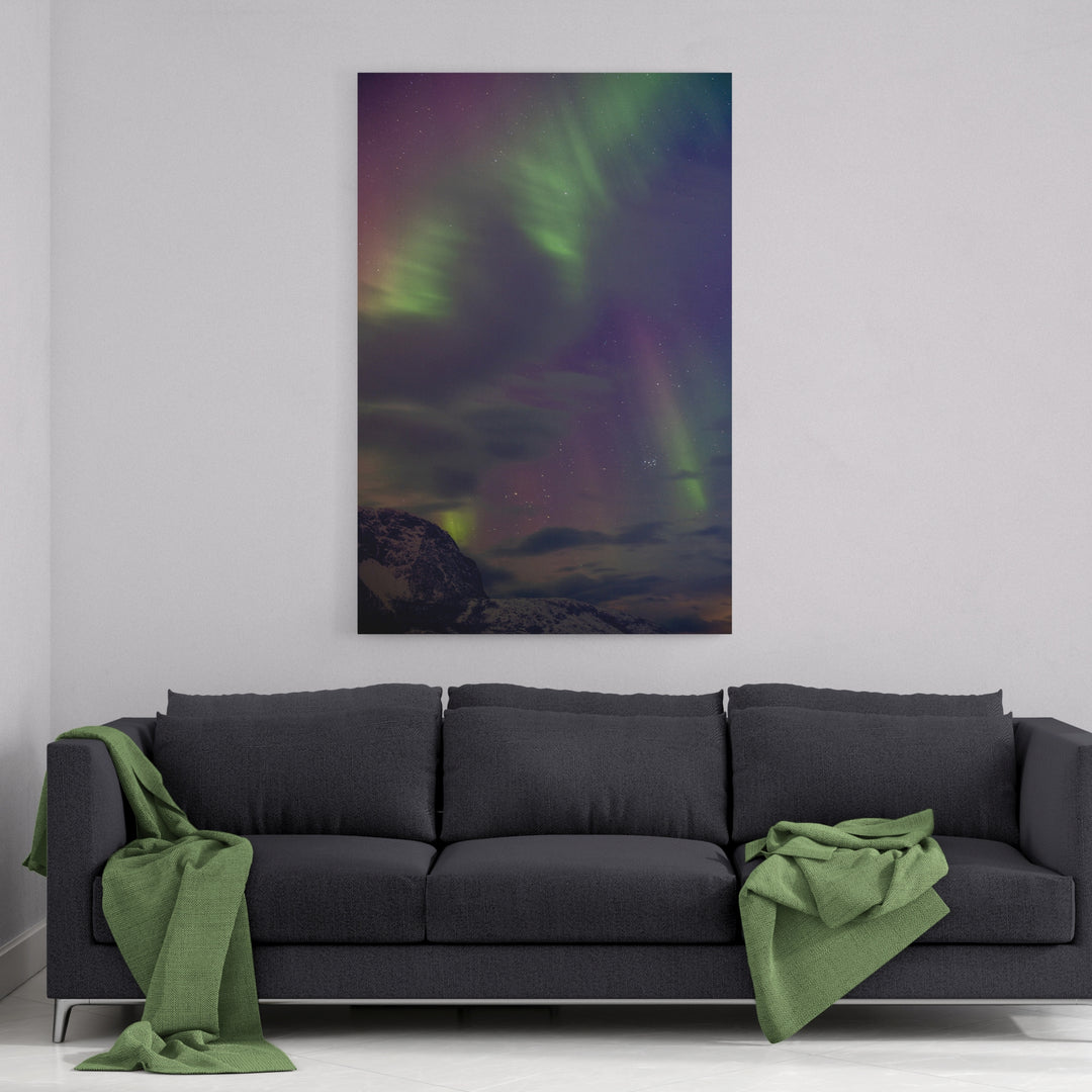 Cloudy aurora above Lundøya - Canvas