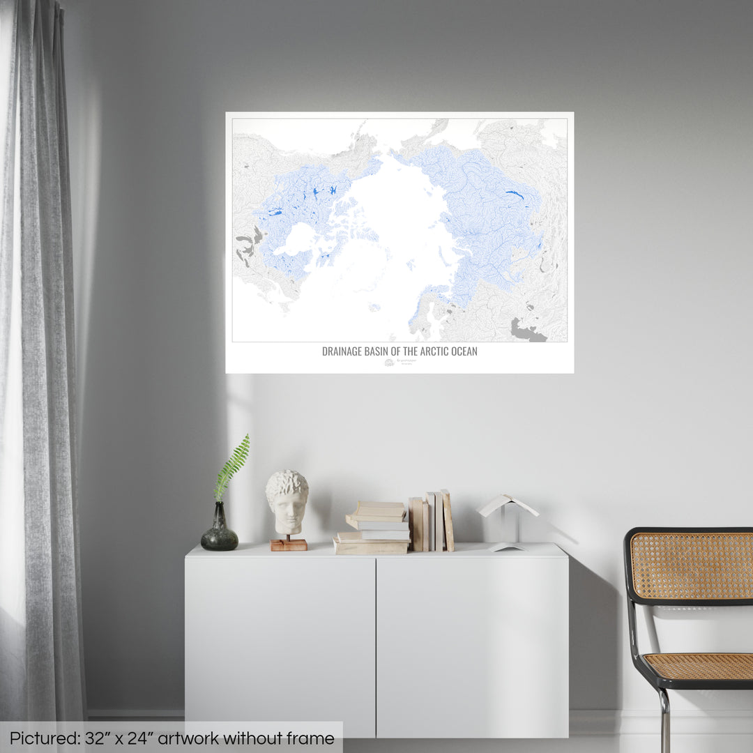 Arctic Ocean - Drainage basin map, white v1 - Photo Art Print