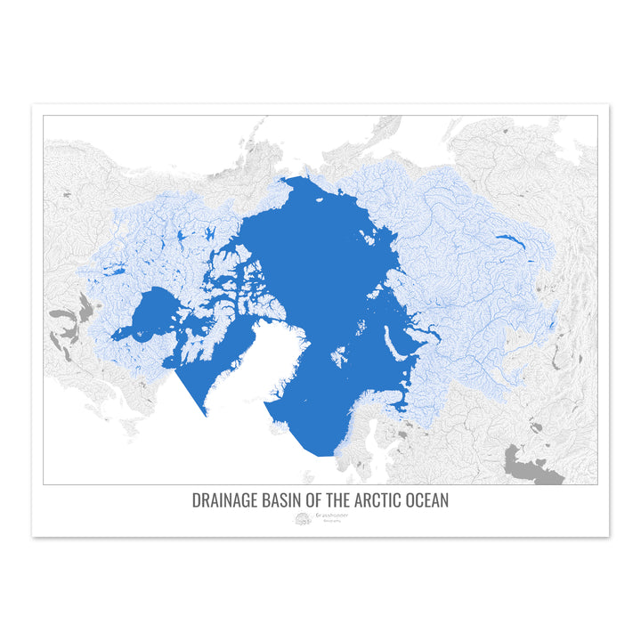 Arctic Ocean - Drainage basin map, white v2 - Photo Art Print