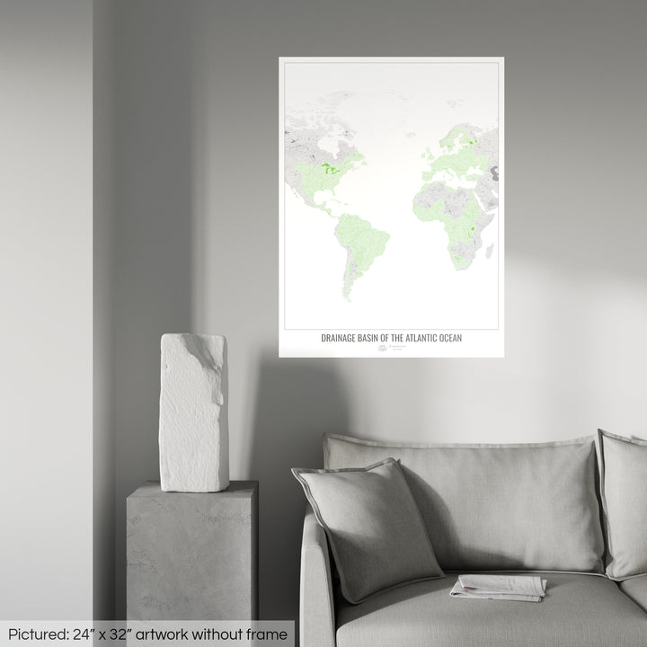 Atlantic Ocean - Drainage basin map, white v1 - Fine Art Print