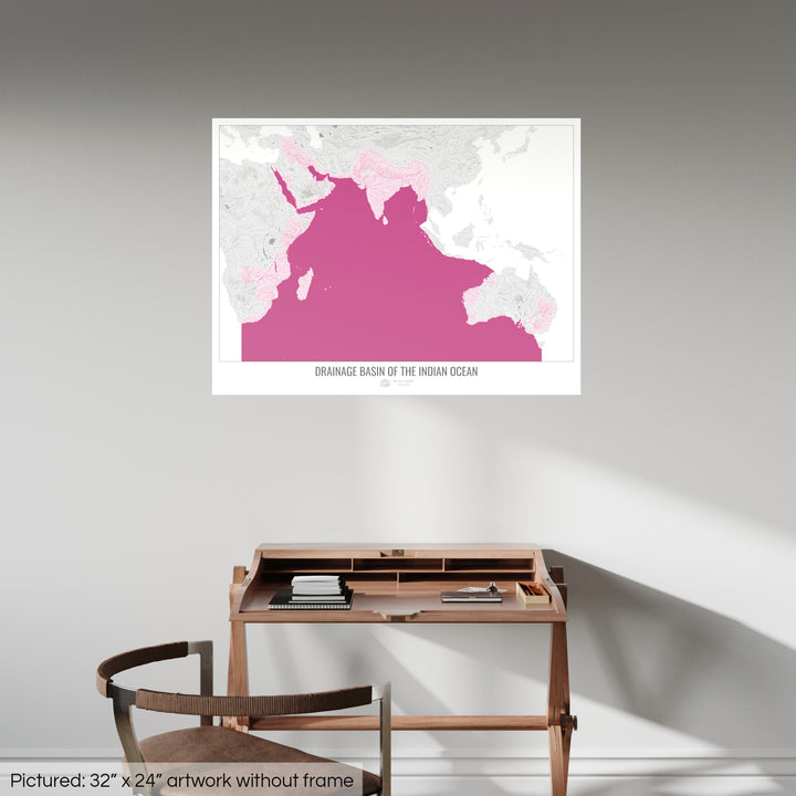 Indian Ocean - Drainage basin map, white v2 - Fine Art Print