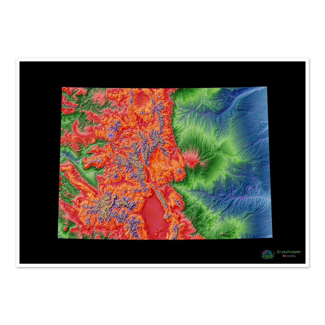 Colorado - Elevation map, black - Fine Art Print