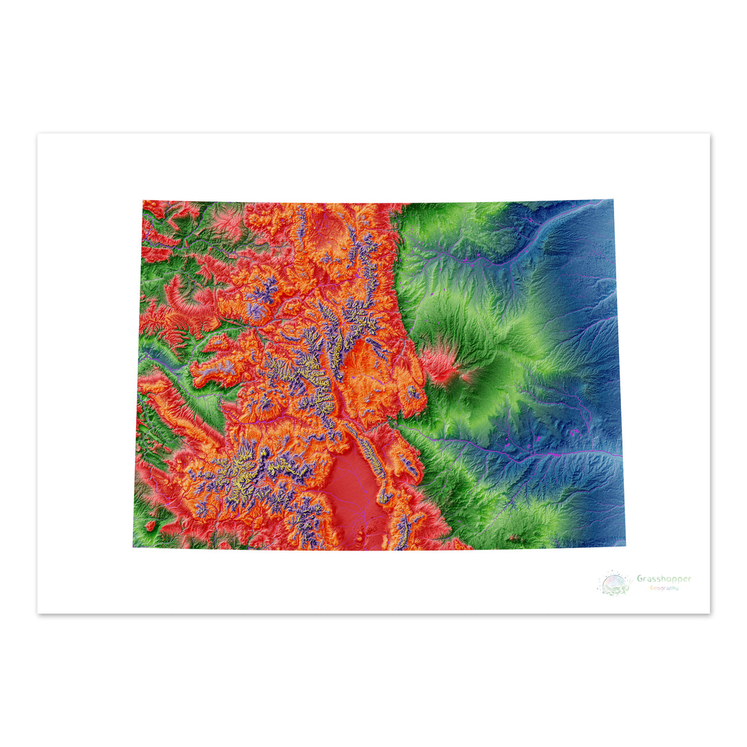 Colorado - Elevation map, white - Fine Art Print